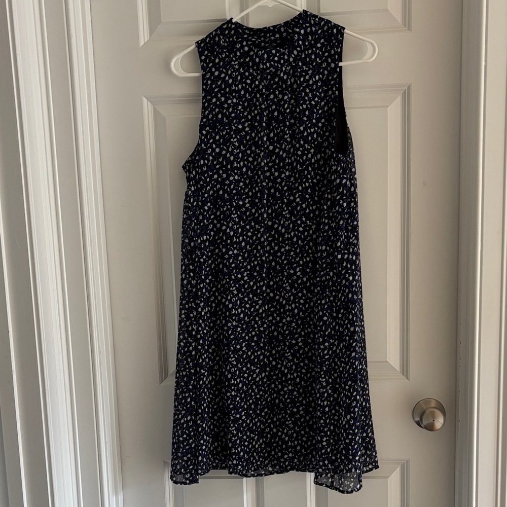 Tommy Hilfiger Black and Blue/White Pattern Midi Dress
